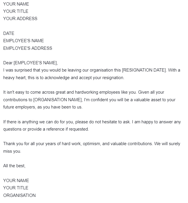 Resignation Acceptance Letter